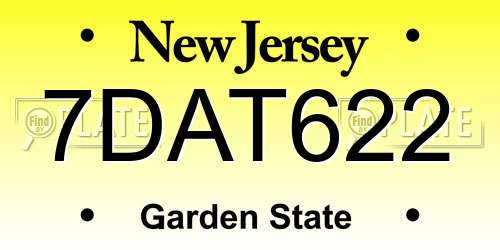 7DAT622 New Jersey License Plate