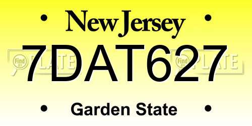 7DAT627 New Jersey License Plate