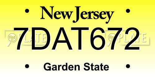 7DAT672 New Jersey License Plate