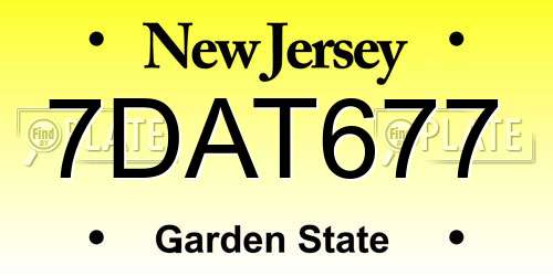 7DAT677 New Jersey License Plate