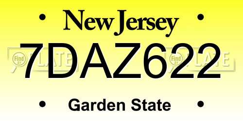 7DAZ622 New Jersey License Plate