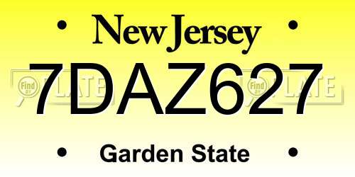 7DAZ627 New Jersey License Plate