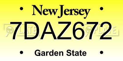 7DAZ672 New Jersey License Plate