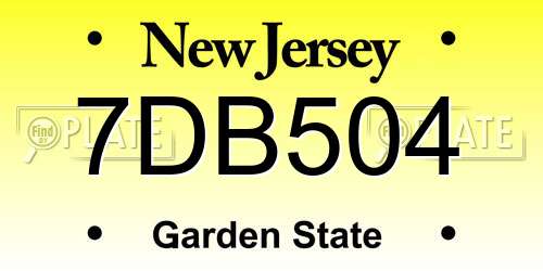 7DB504 New Jersey License Plate