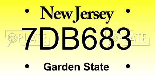 7DB683 New Jersey License Plate