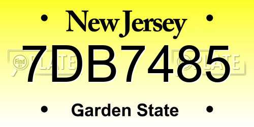 7DB7485 New Jersey License Plate