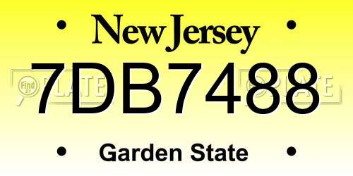 7DB7488 New Jersey License Plate