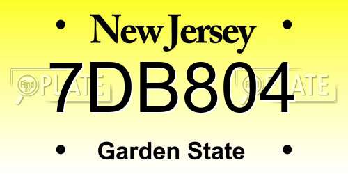 7DB804 New Jersey License Plate