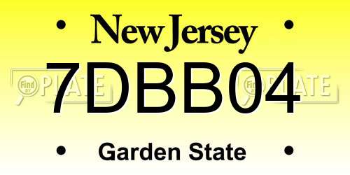 7DBB04 New Jersey License Plate
