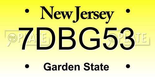 7DBG53 New Jersey License Plate