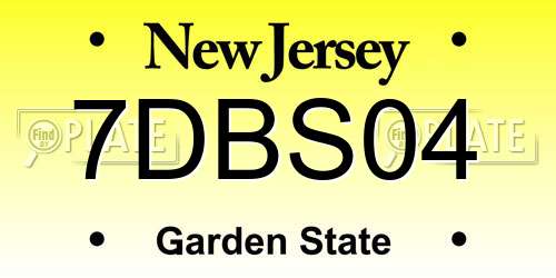 7DBS04 New Jersey License Plate