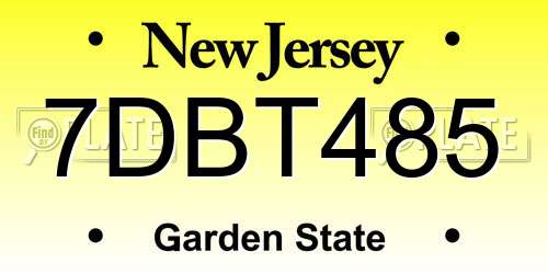 7DBT485 New Jersey License Plate