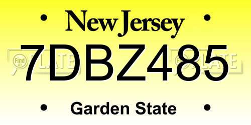 7DBZ485 New Jersey License Plate
