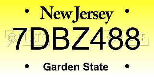7DBZ488 New Jersey License Plate