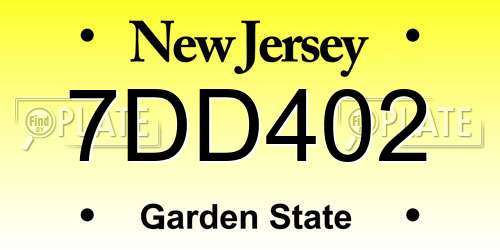 7DD402 New Jersey License Plate