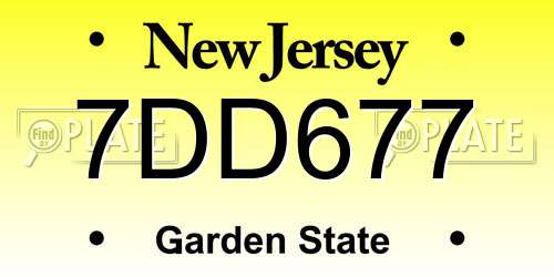 7DD677 New Jersey License Plate