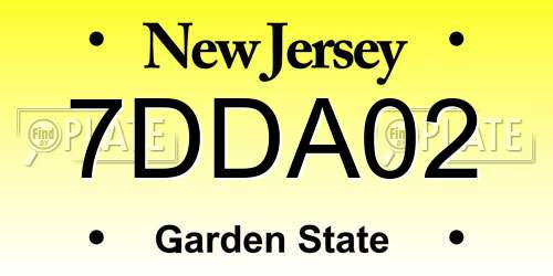 7DDA02 New Jersey License Plate