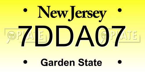 7DDA07 New Jersey License Plate