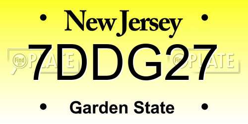 7DDG27 New Jersey License Plate