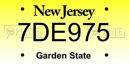 7DE975 New Jersey License Plate