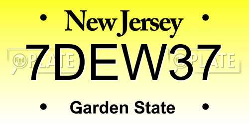 7DEW37 New Jersey License Plate