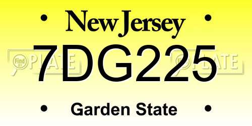 7DG225 New Jersey License Plate