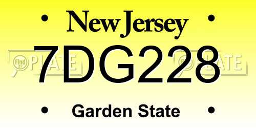 7DG228 New Jersey License Plate