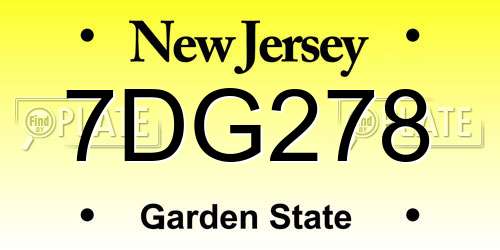 7DG278 New Jersey License Plate
