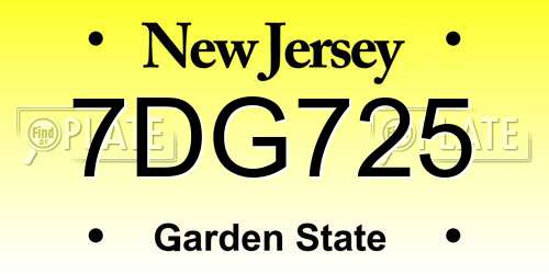 7DG725 New Jersey License Plate