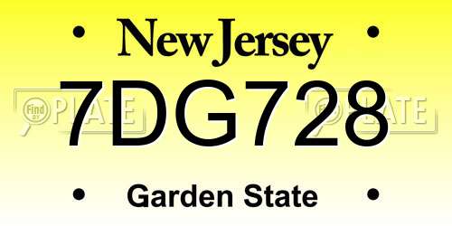 7DG728 New Jersey License Plate