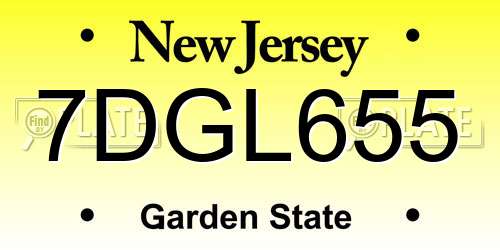 7DGL655 New Jersey License Plate