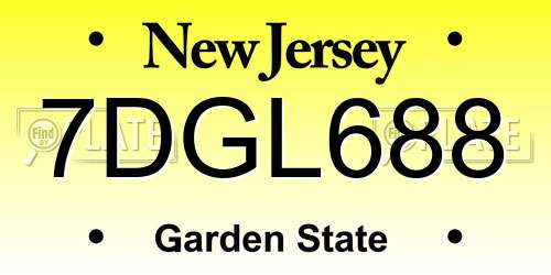 7DGL688 New Jersey License Plate