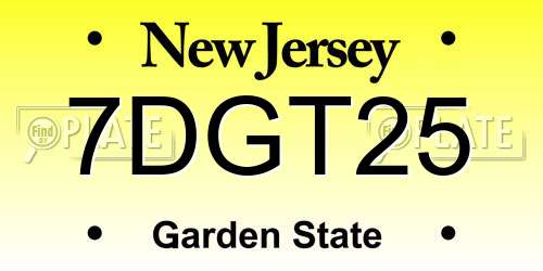 7DGT25 New Jersey License Plate