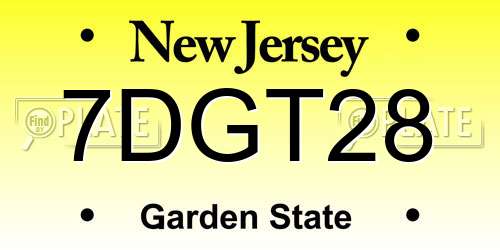 7DGT28 New Jersey License Plate