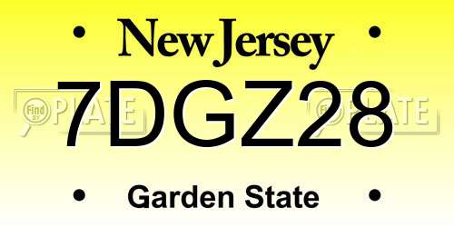7DGZ28 New Jersey License Plate