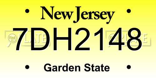 7DH2148 New Jersey License Plate