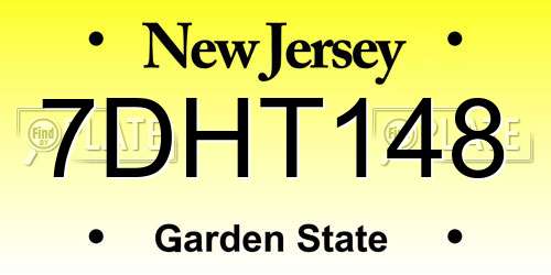 7DHT148 New Jersey License Plate