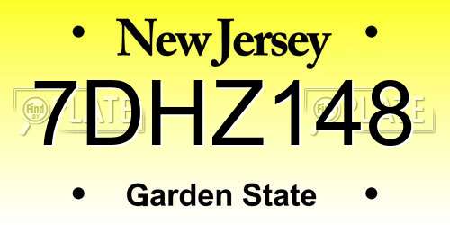 7DHZ148 New Jersey License Plate