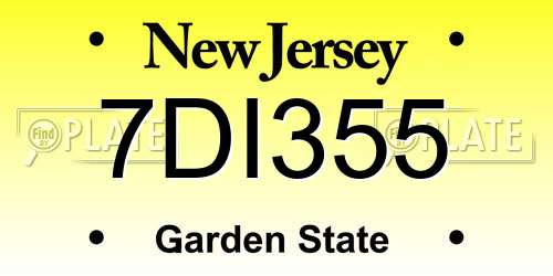 7DI355 New Jersey License Plate