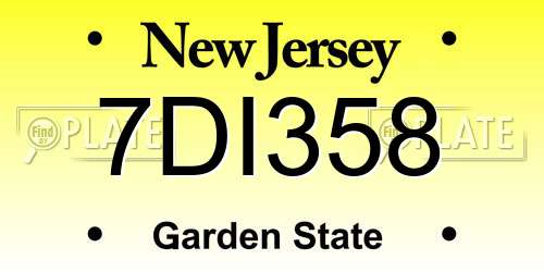 7DI358 New Jersey License Plate