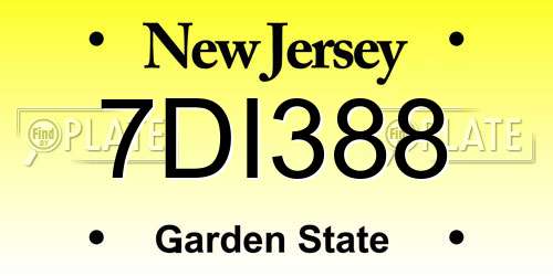 7DI388 New Jersey License Plate