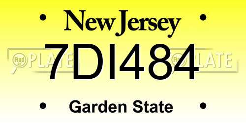 7DI484 New Jersey License Plate