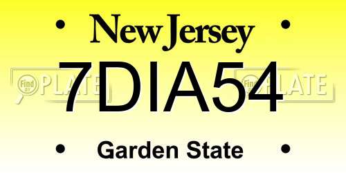 7DIA54 New Jersey License Plate