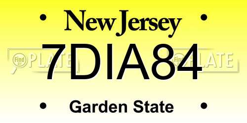 7DIA84 New Jersey License Plate