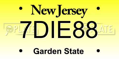7DIE88 New Jersey License Plate