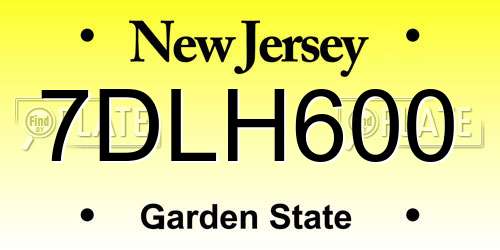 7DLH600 New Jersey License Plate