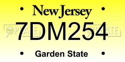 7DM254 New Jersey License Plate