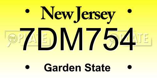 7DM754 New Jersey License Plate