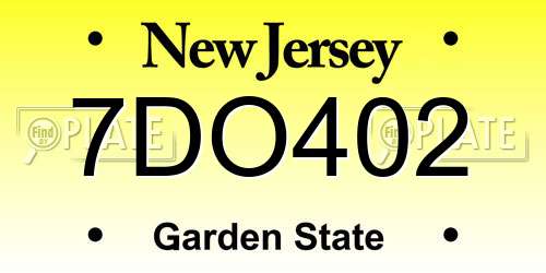 7DO402 New Jersey License Plate