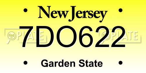7DO622 New Jersey License Plate